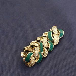Ann Taylor Green Crystal Goldtone Bracelet